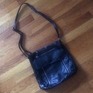 Black Leather Crossbody Messenger Bag